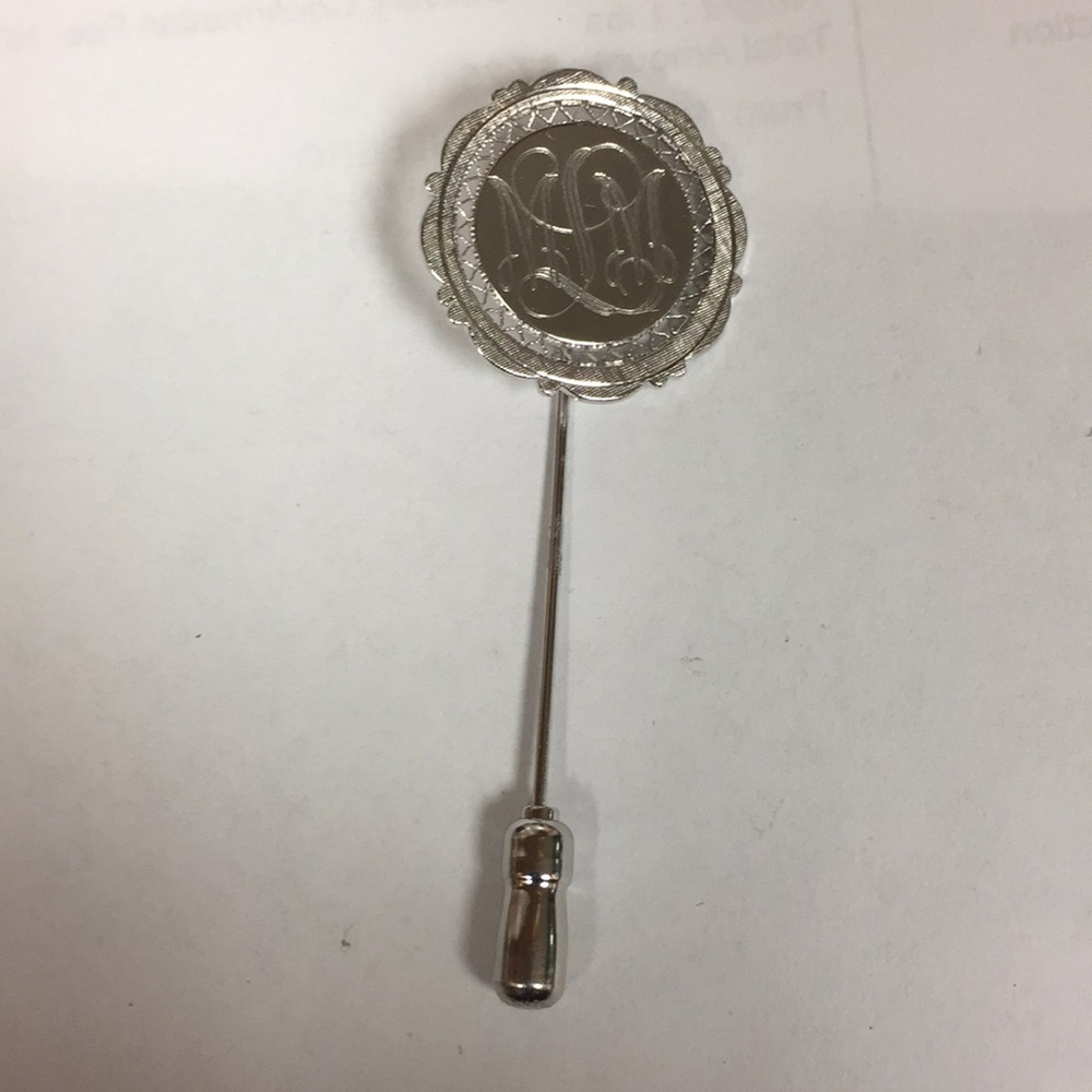 Vintage Sterling stick pin engraved MML made Anson